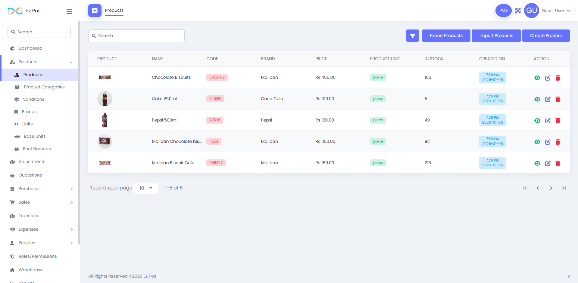 EZ Pos Dashboard